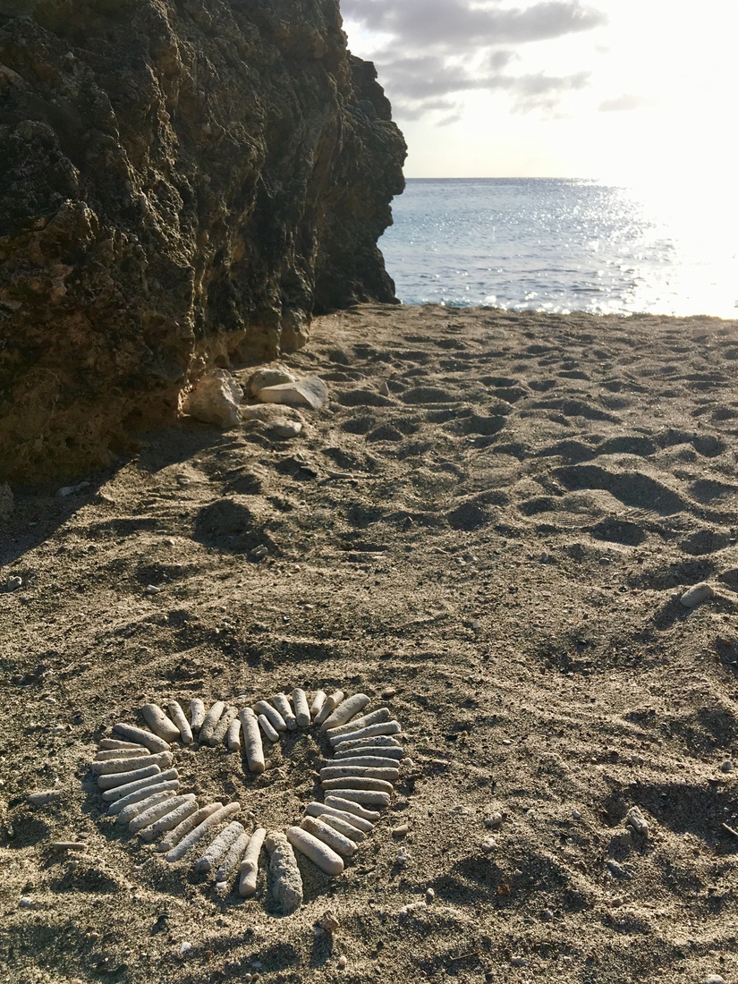 Hart van staaf schelpen in Curaçao.