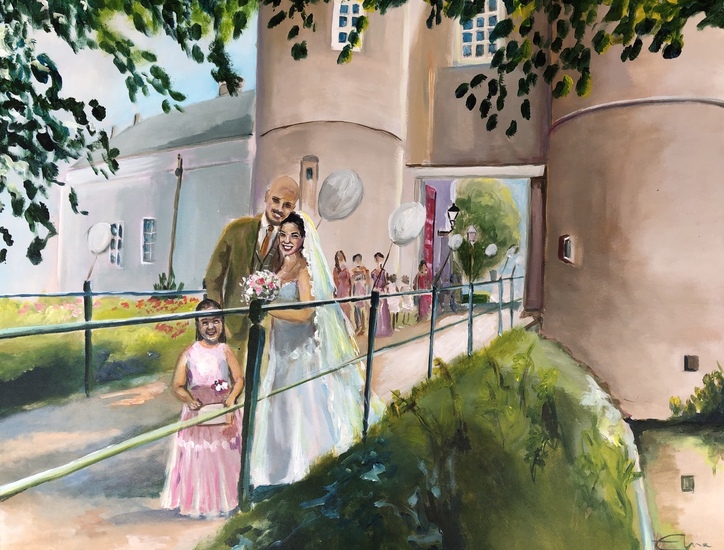 Bruidspaar bij kasteel Montfoort