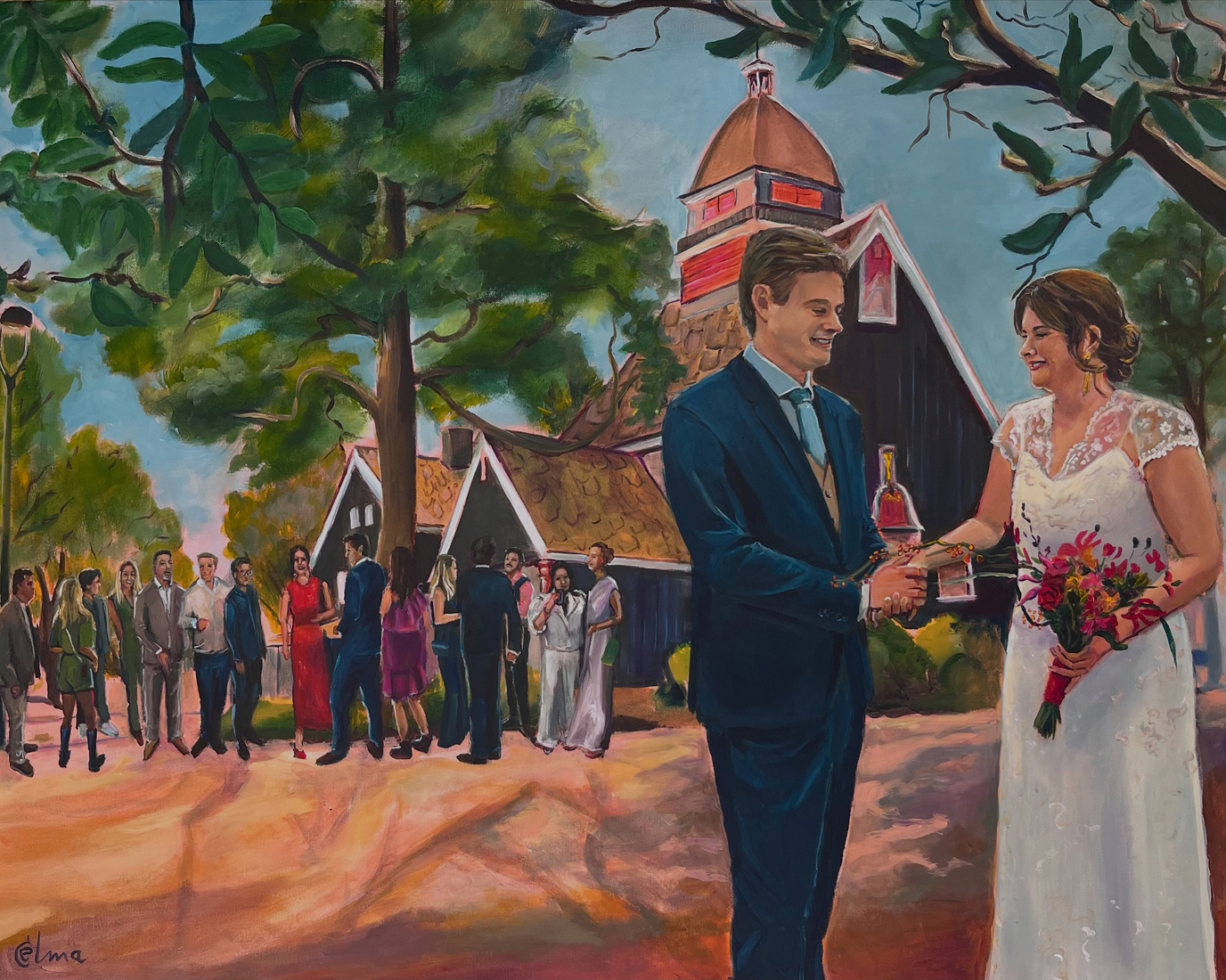 Bruidspaar bij de Noorse Zeemanskerk, Rotterdam