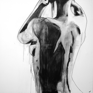 Zoekt in het harde zwart wit gebruik naar het zachte, ronde, vleselijke van de vrouw.