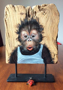 Met olie op hout geschilderd en op een ijzeren standaard geplaatst