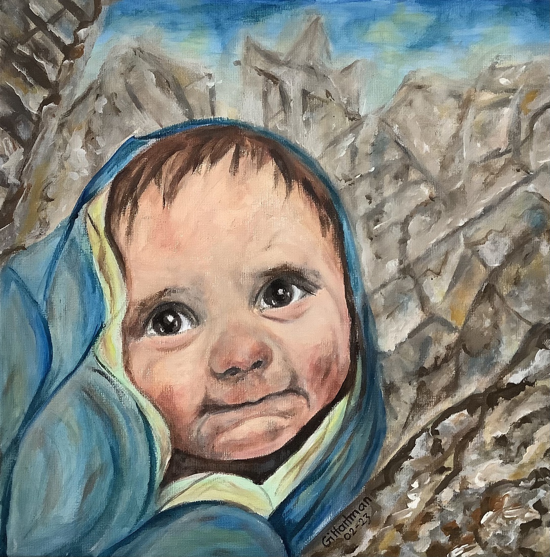 Baby gered uit het puin