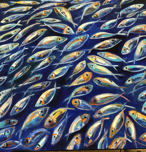 serie met verschillende visjes op verschillende formaat 
