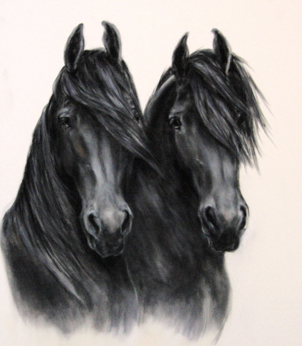 Twee Friese paardenhoofden  (alleen als print)