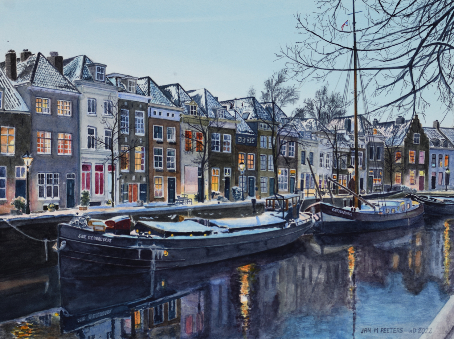 Brede Haven op een winteravond