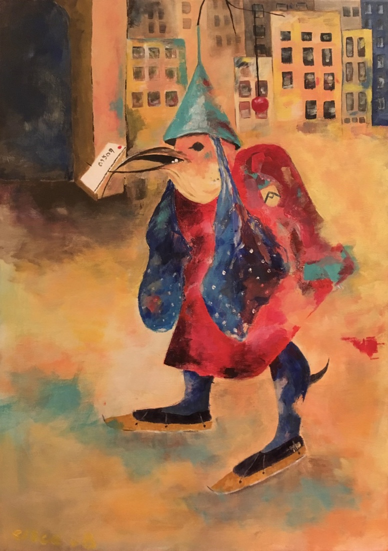 Postbode-achtige figuur van Jheronimus Bosch.