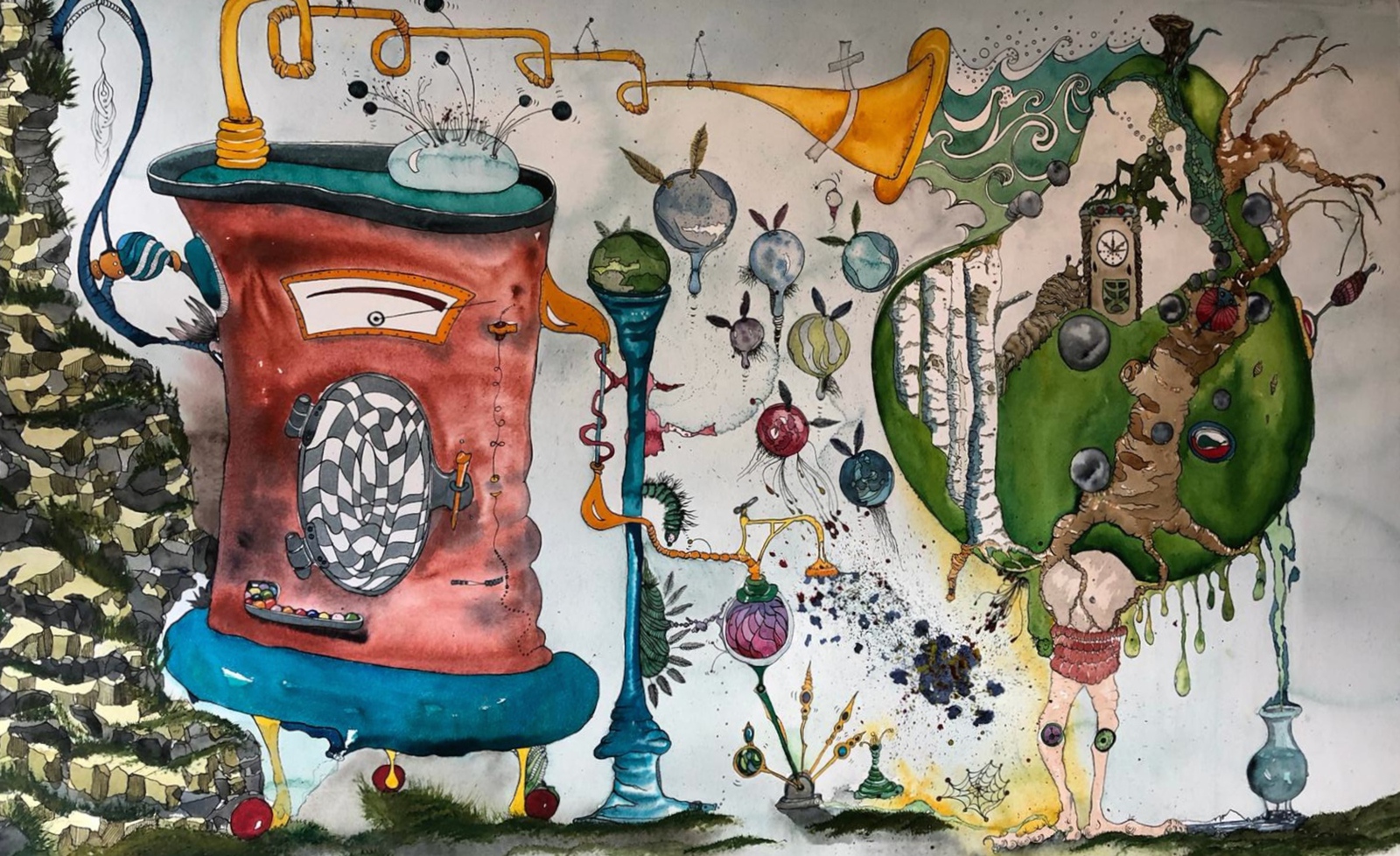 Wisselwerking tussen machine, peer, berkenbomen, benen en nog wat zaken