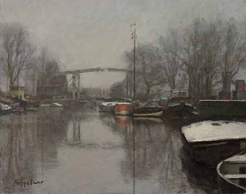 Winter dawn, Realengracht, Amsterdam