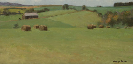 Landscape with corn bales, France