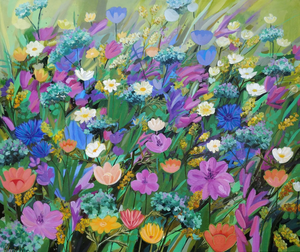 Deze schilderijen zijn geïnspireerd door de bloemen in de natuur en om mij heen. Op deze manier is er een hele serie kunst ontstaan. De werken zijn een speels en kleurrijk geheel dat vreugde brengt in elke ruimte.