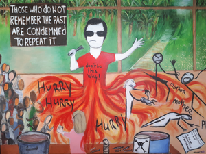 In this part I've put my Neo-expressionist paintings that are an observation of humanity and society. I'm always exploring and describing subjects that interest me, shock me, or influences and shapes my train of thoughts and the way I see and define beauty. The emotions that emerged concerning these subject gave me an inclination to communicate more directly with the viewer with a subservient role for superficial beauty.