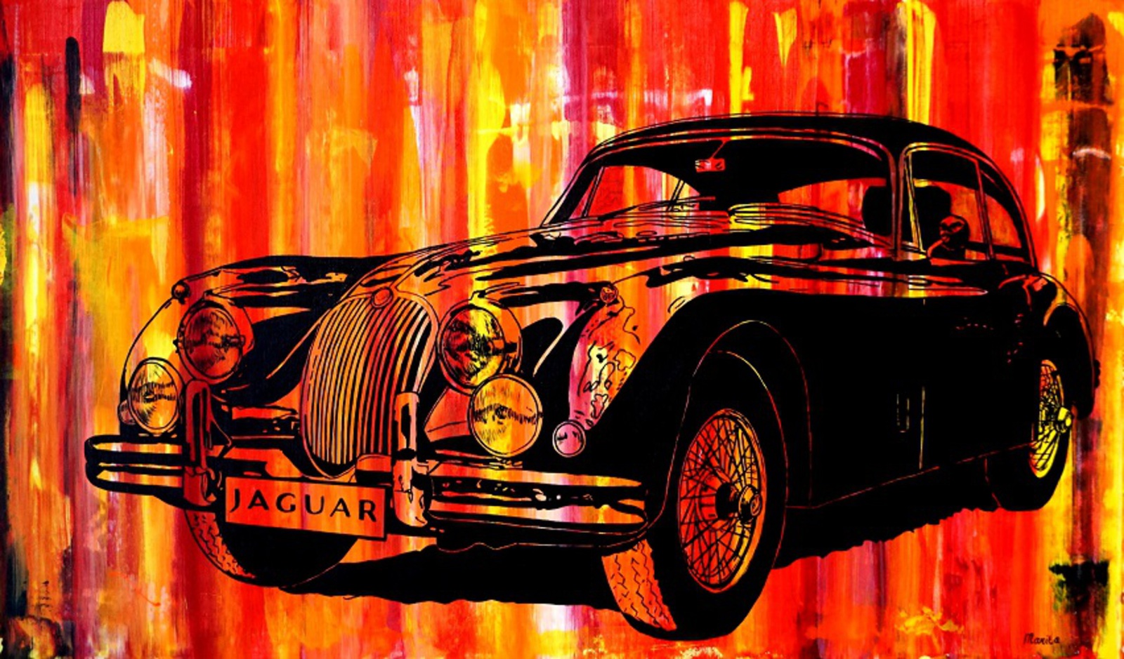 Oldtimer schilderij: Jaguar