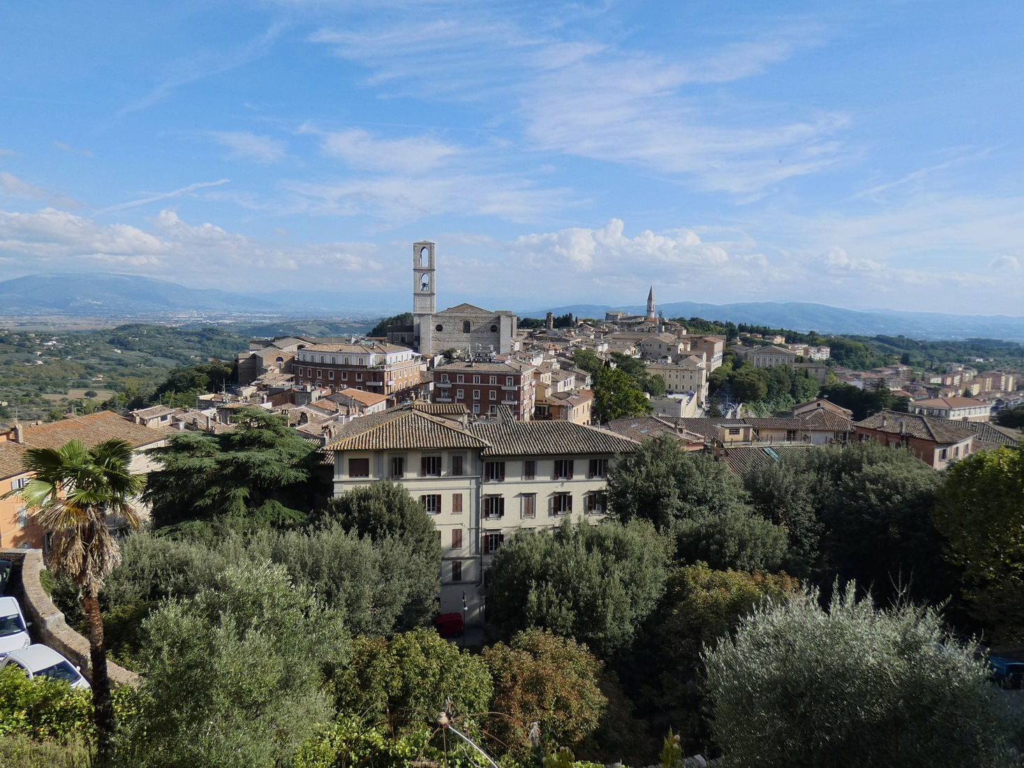 Old Perugia with two towers
