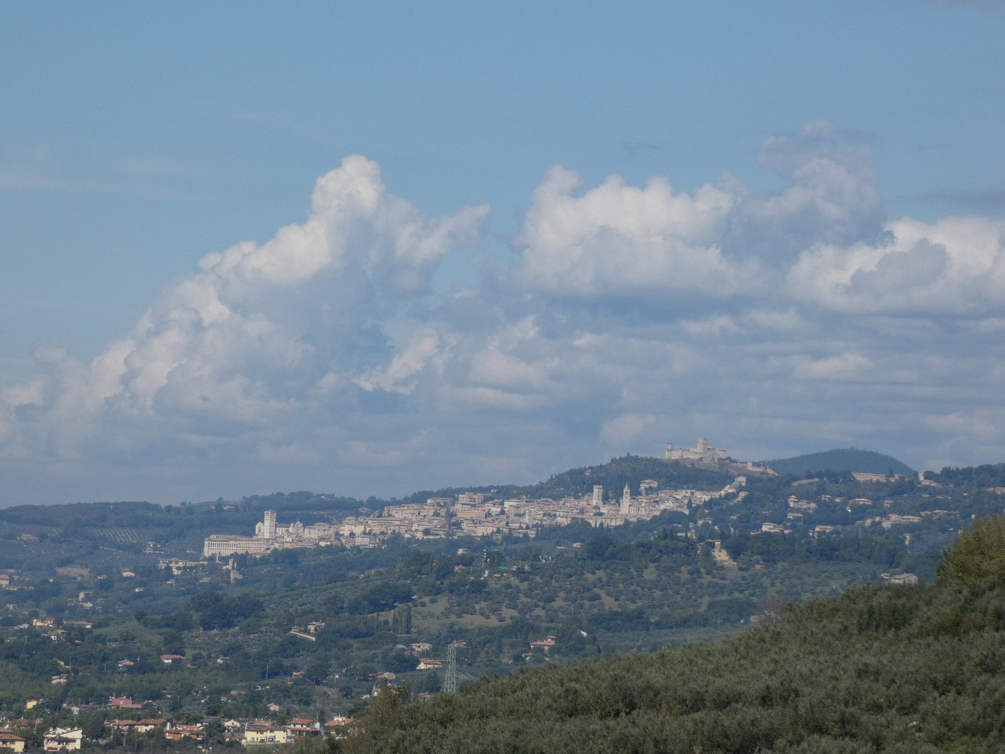View at Assisi citywall and Basilica di San Francesco
