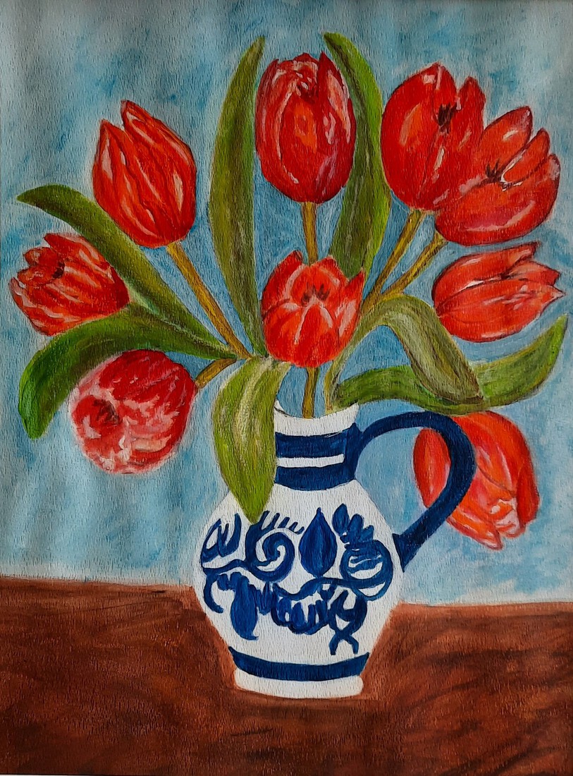Tulpen in Hollandse vaas