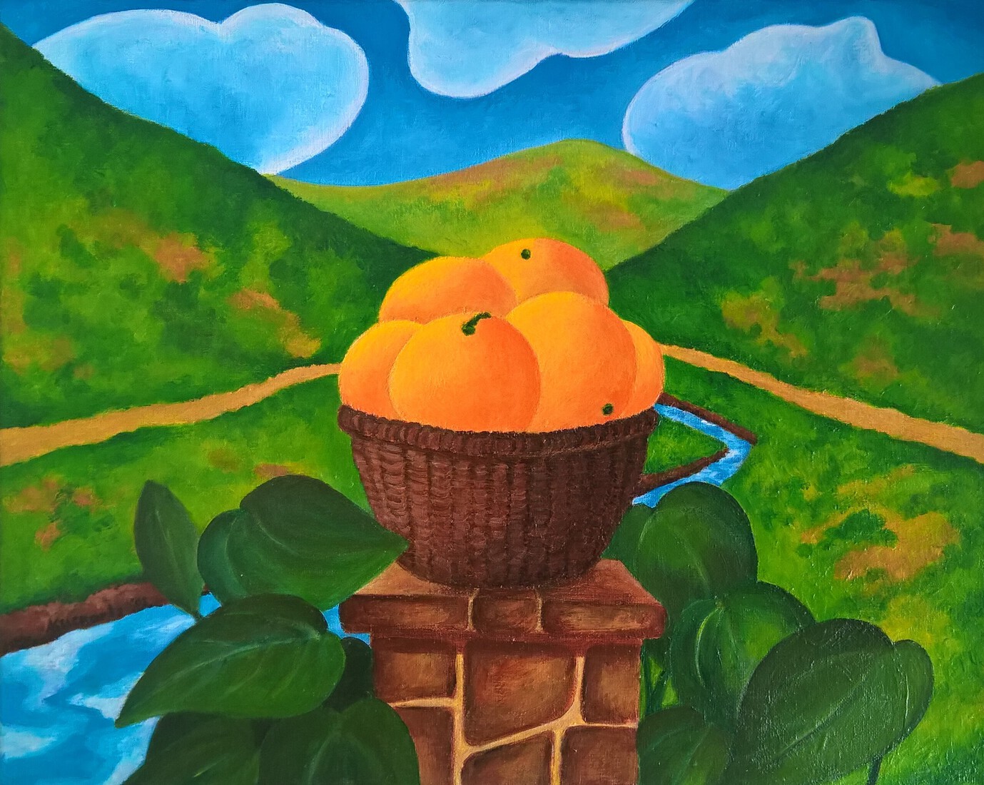 Sinaasappelen in een landschap