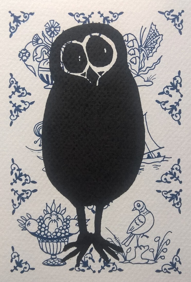 Koppermaandagprent 2018: Vogels op tegels