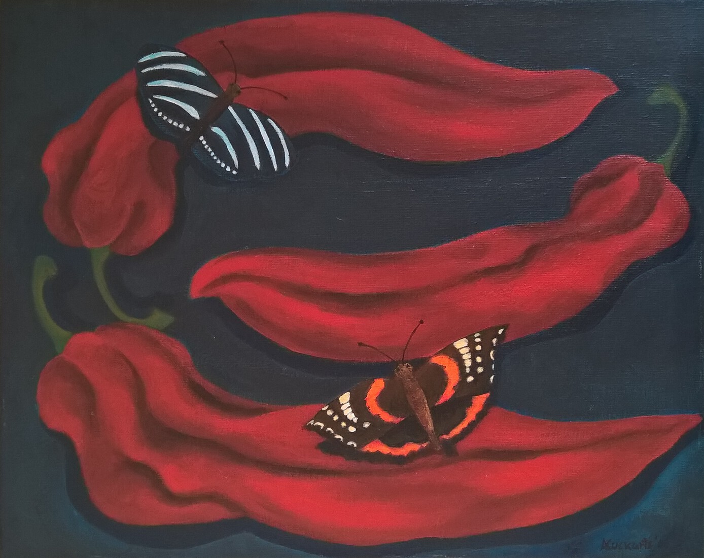 Portret van drie paprika's