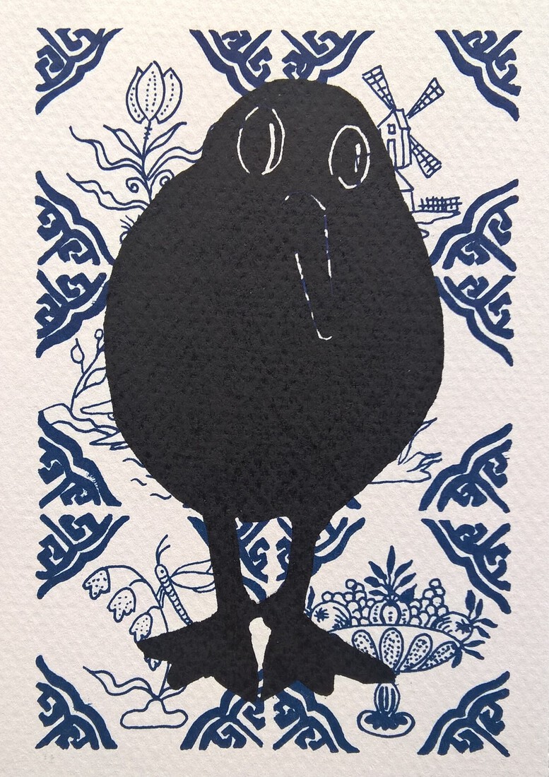 Koppermaandagprent 2018: Vogels op tegels