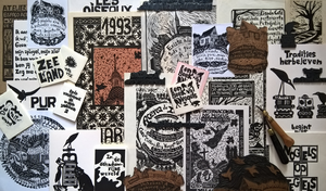 Gesneden en afgedrukt kalenders, eigen uitnodigingen en projecten van Drukwerk in de Marge. 
Ook aan het eind van elk jaar maak ik een Koppermaandagprent. 
Het is een traditie in de drukkerswereld om een gravure te maken voor vrienden en verzamelaars. 
Met de beste wensen voor het nieuwe jaar wordt deze gravure verstuurd of gegeven op de eerste maandag na Driekoningen (6 januari). 