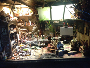 Het atelier van Jaco, op zolder, bij zijn ouders.