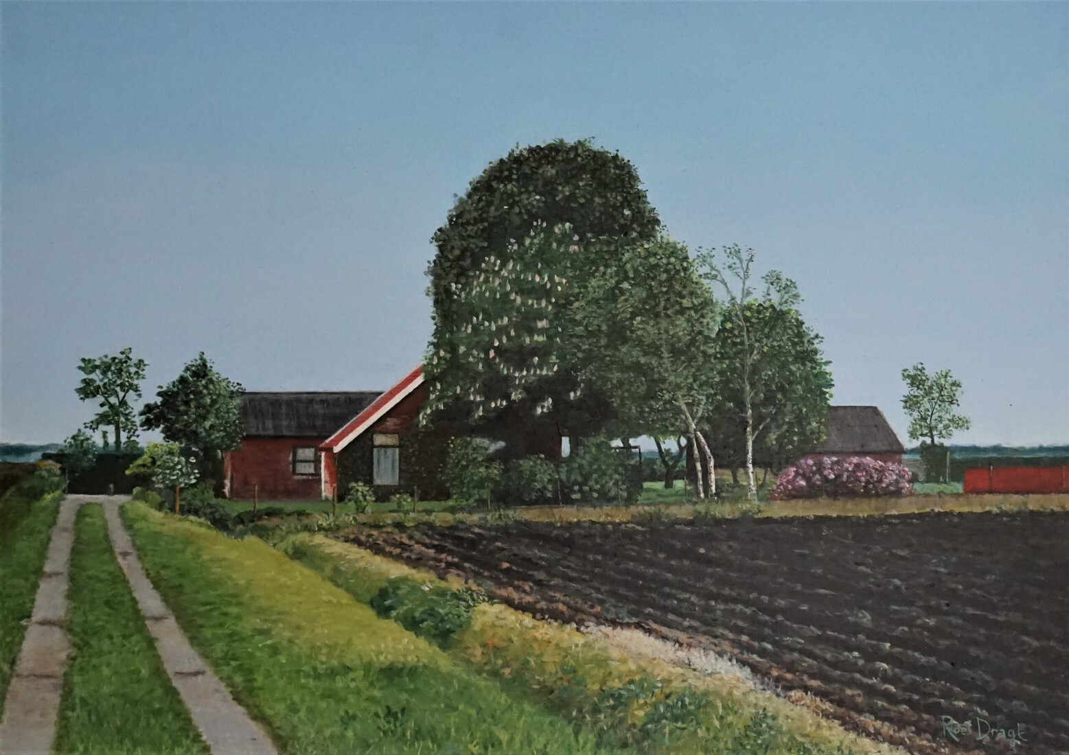 Landschap met boerderijtje