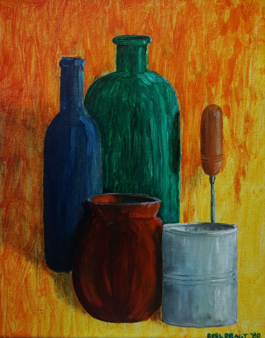 Stilleven met flessen