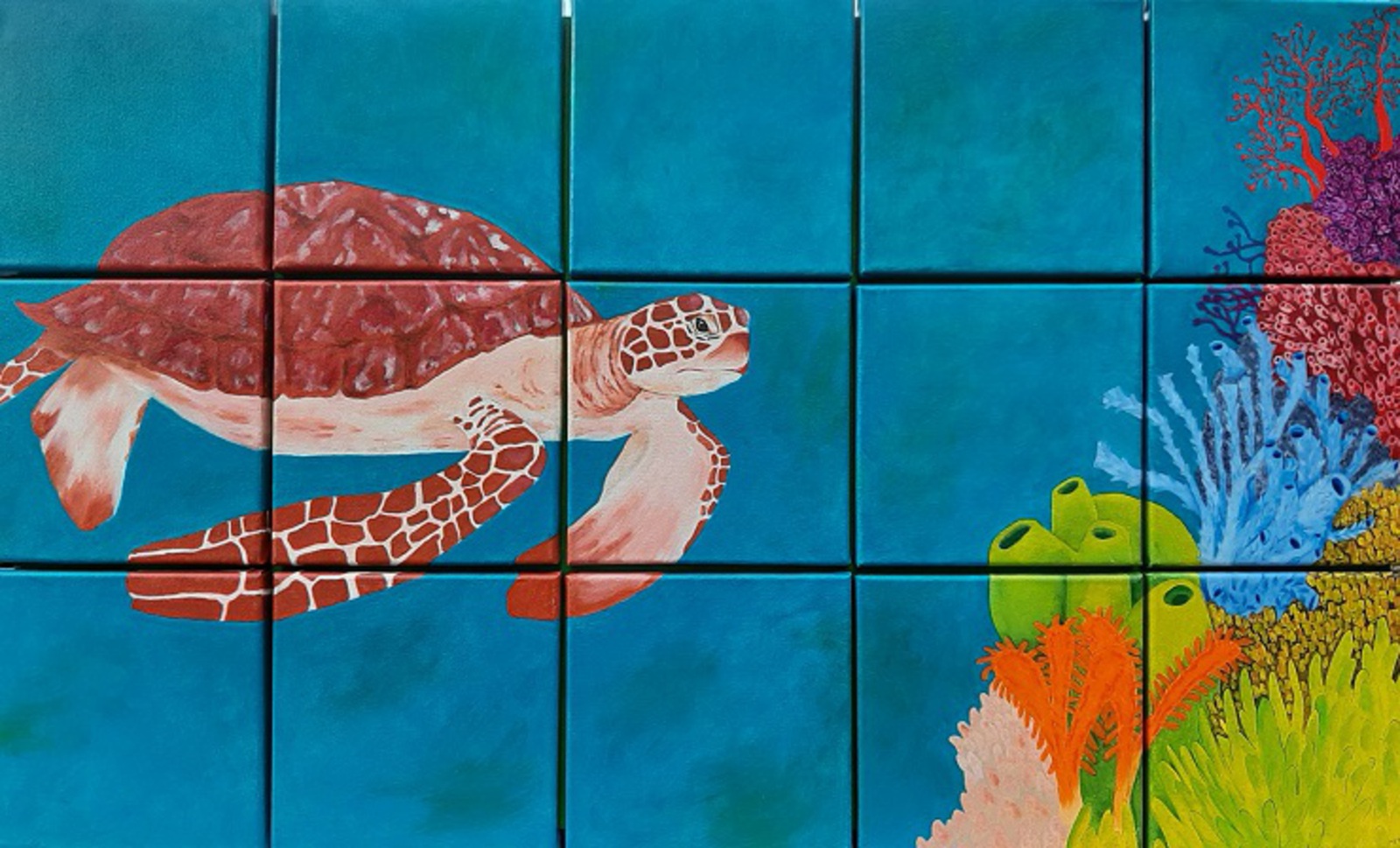 zeeschildpad in 15 delen van 20x20