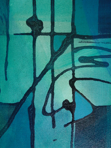 In elkaar vloeiende vormen en tropische kleuren