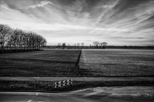 Foto's van landschappen zet ik vrijwel altijd om in zwart-wit. Kleur leidt naar mijn mening vaak af van de vormen en contrasten waar ik naar op zoek ben in een landschap.