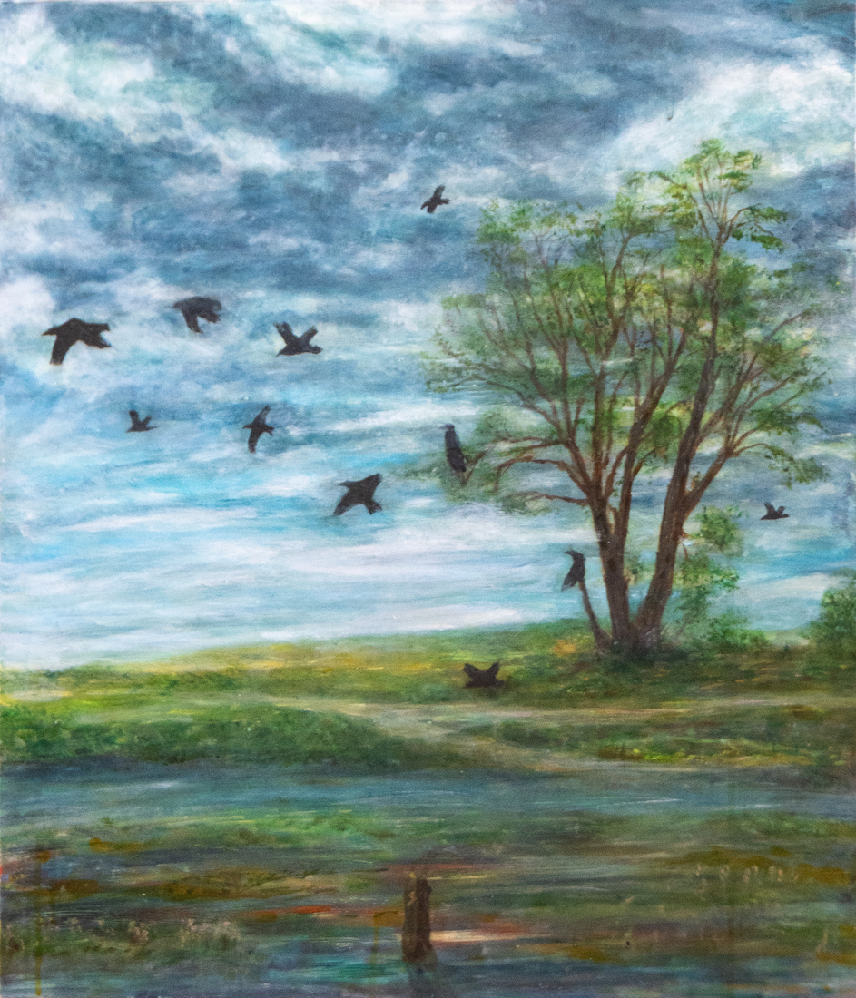 Raven in het landschap