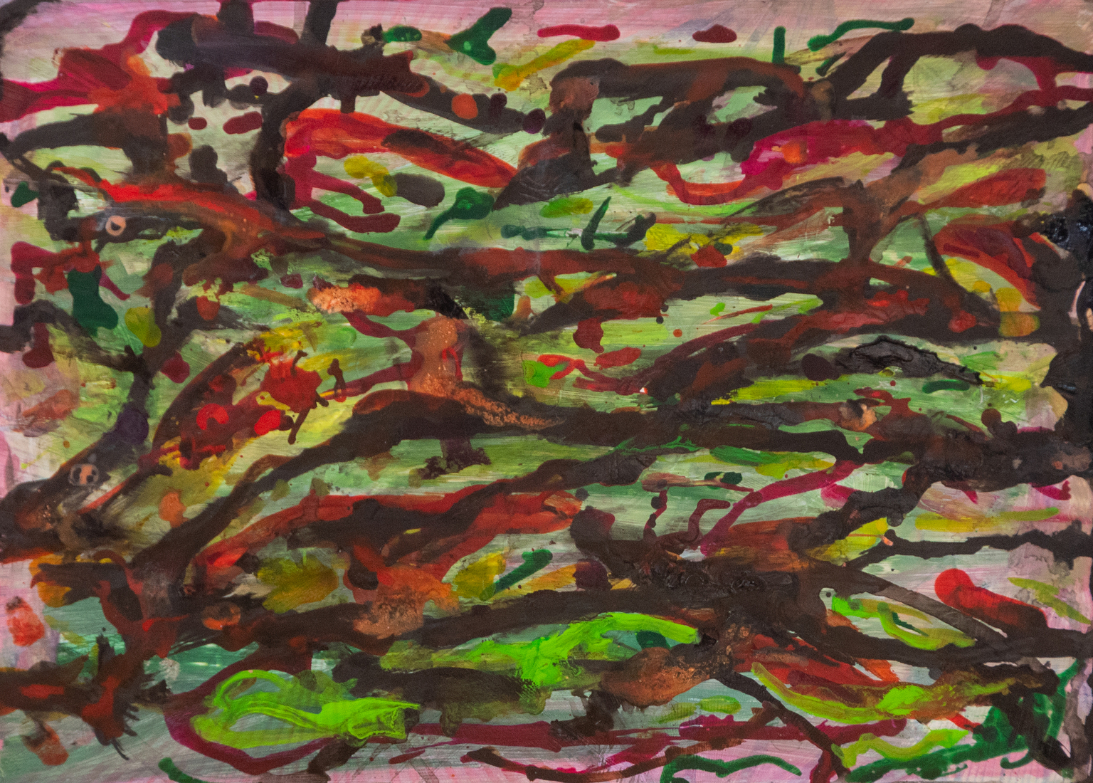 Abstract in zwart rood en groen