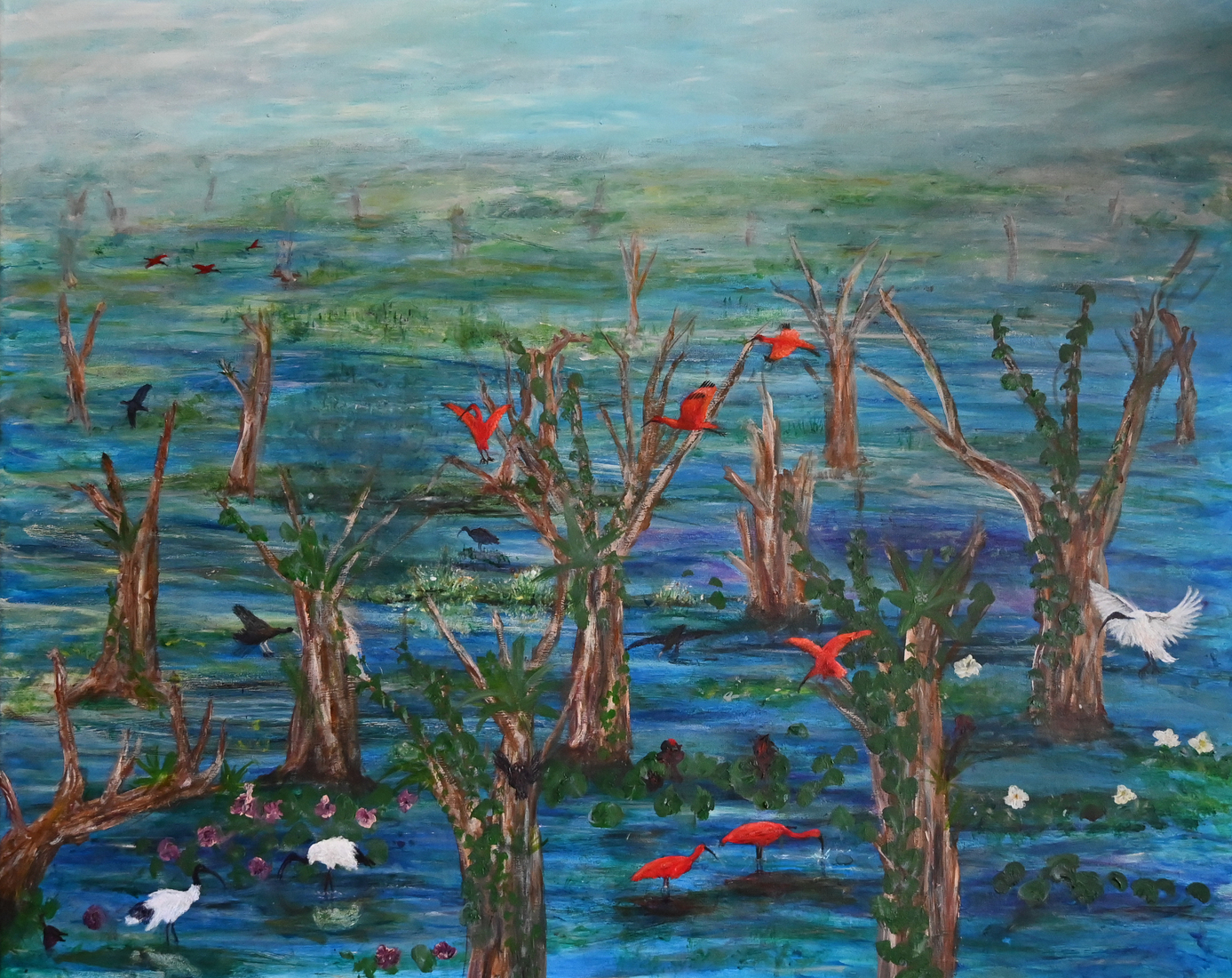 Ibissen in een waterwereld