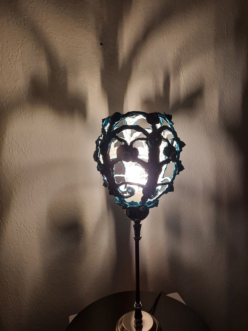 Turkoois tafellamp zilverkleurig lampenvoet