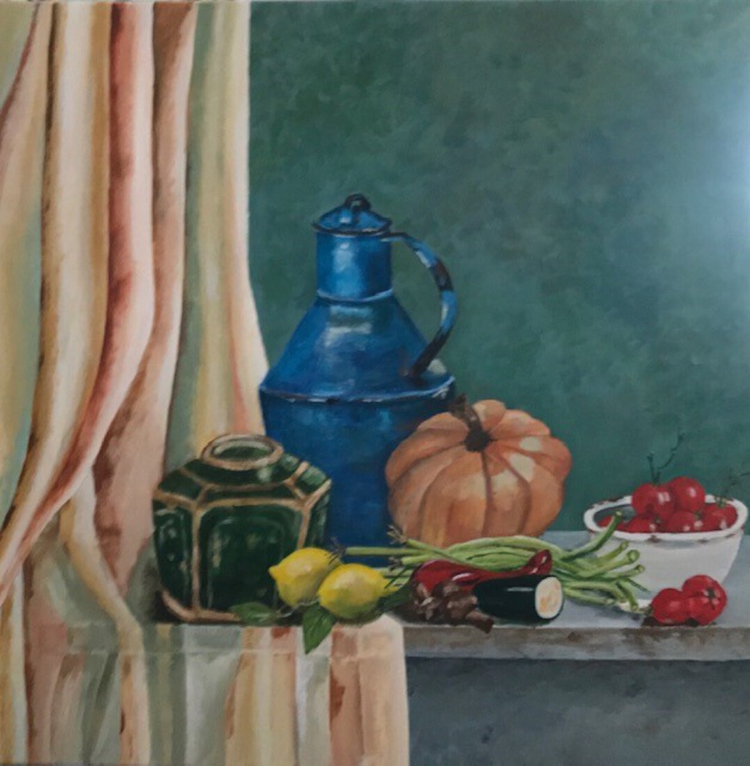 Stilleven met groenten en fruit