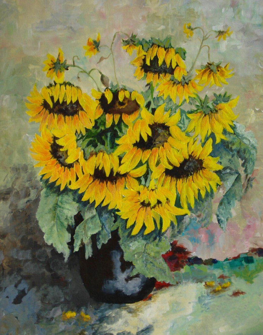 Vaas met zonnebloemen