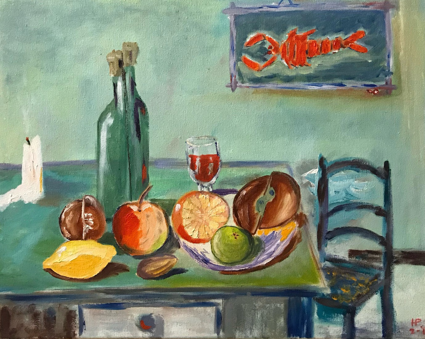 Stilleven met Fruit en Wijn