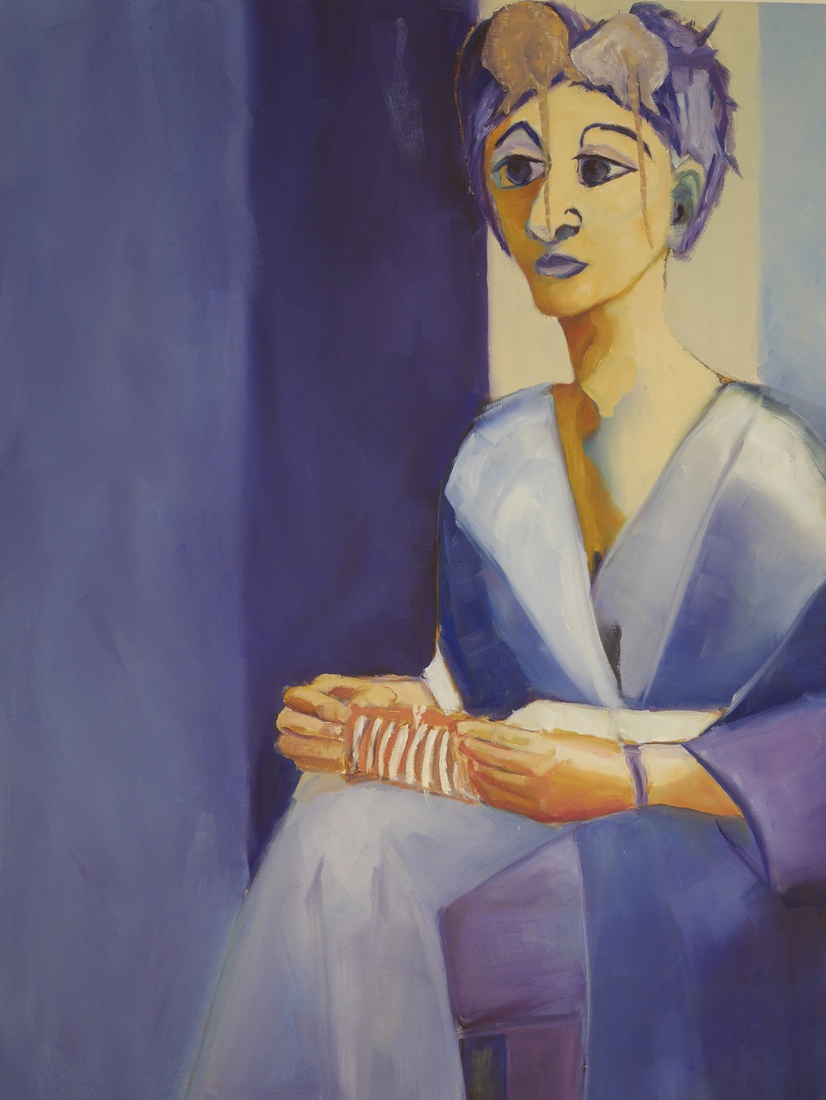 Lady in blue with rats