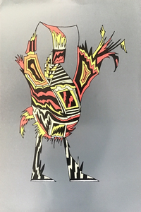 Tekeningen met inkt getekend en daarna digitaal bewerkt en ingekleurd.