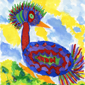 Mijn eigen vogels. Werken op papier, canvasboard en doek.