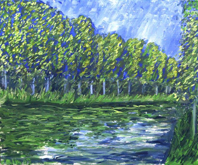 Populieren langs de rivier