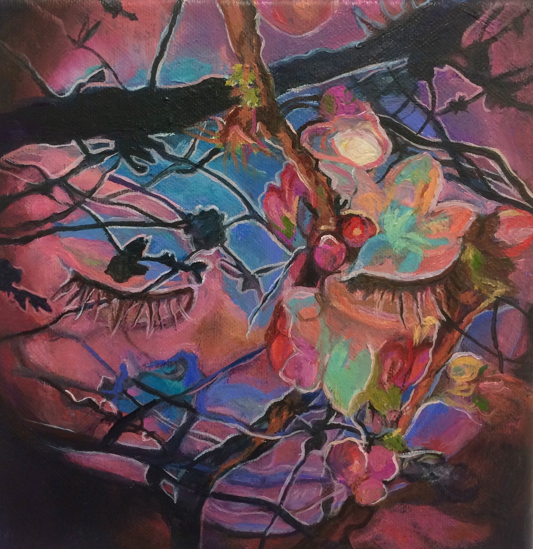 Ma Fleur 3 Olieverf op doek 20 x 20 cm 2017