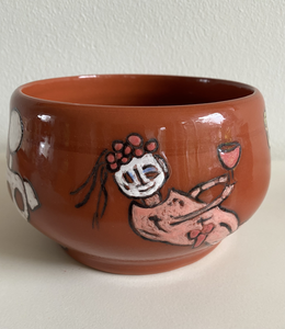 Aardewerk met engobe decoratie.