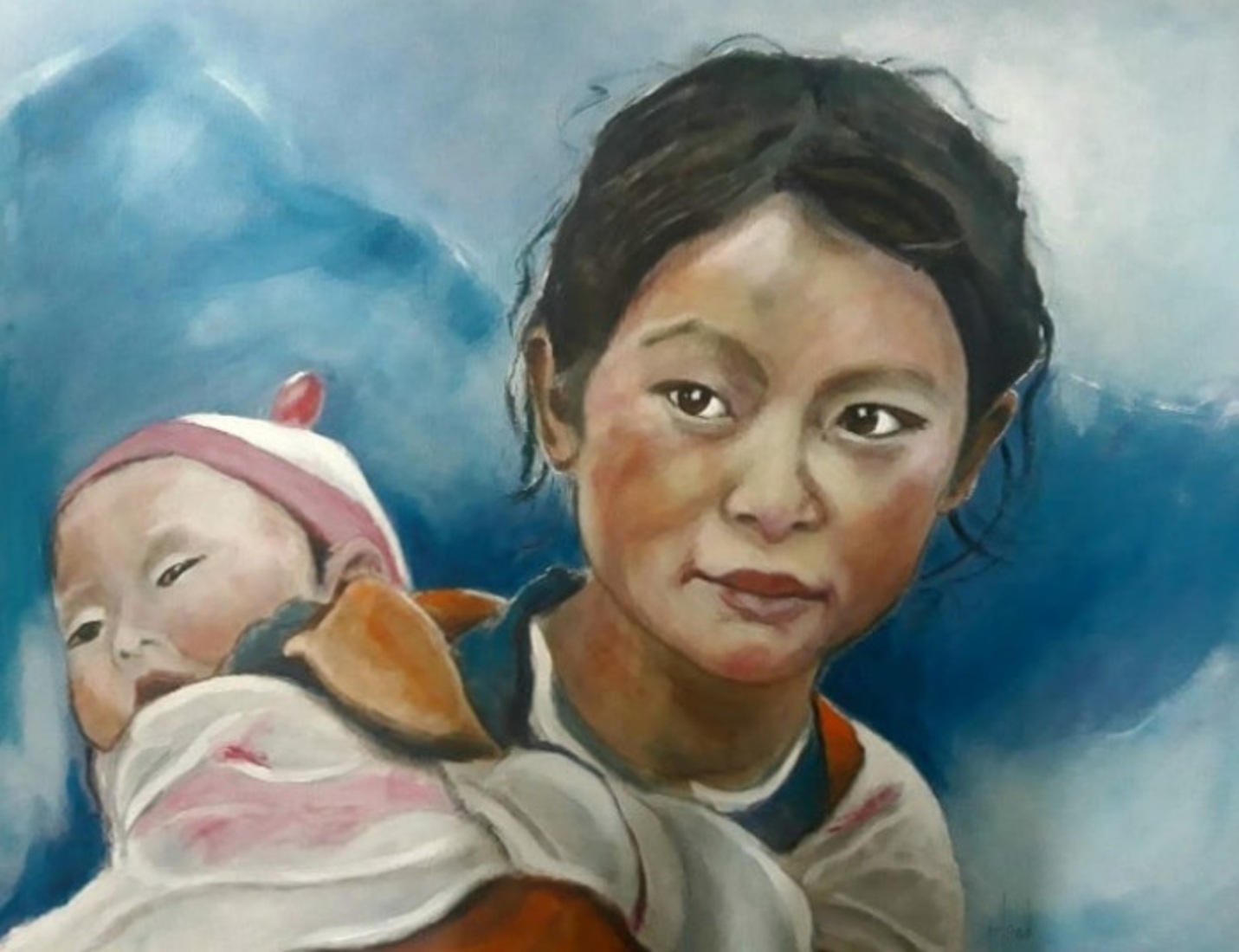 Nepalees meisje met zusje