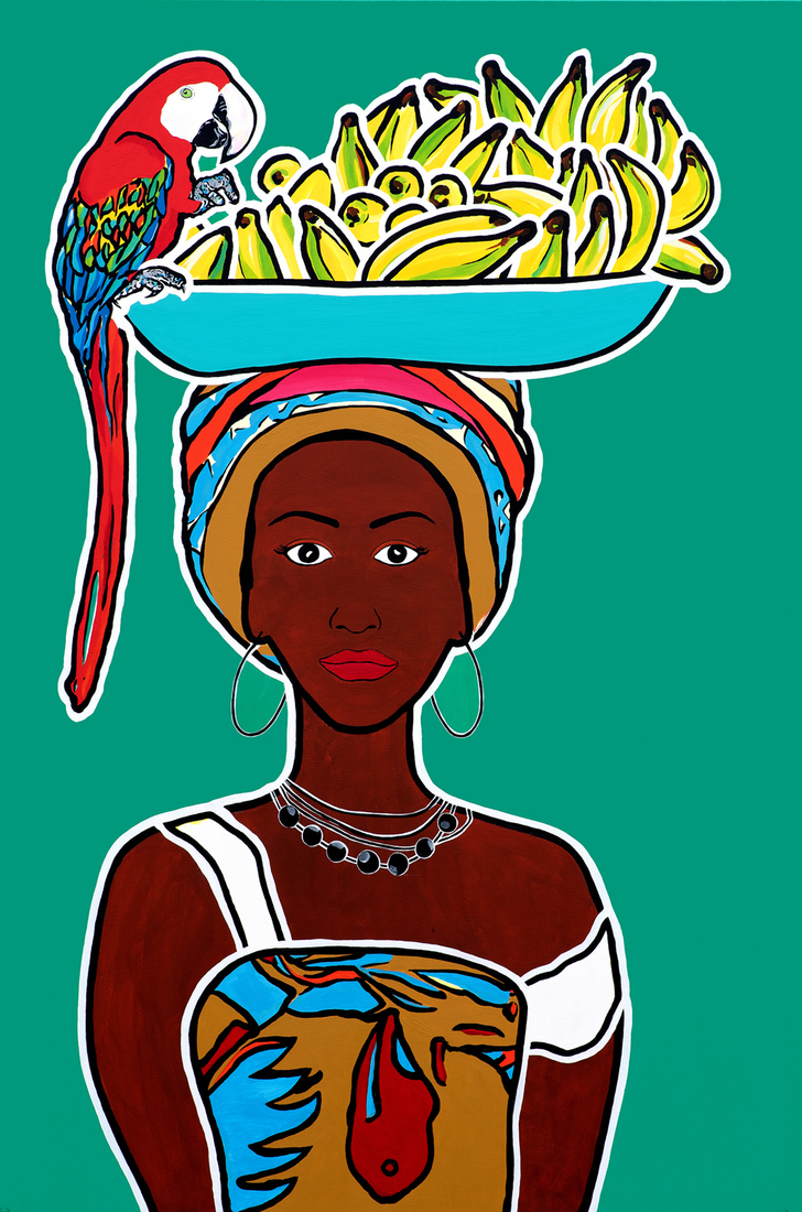 Women de Santiago con papagayo