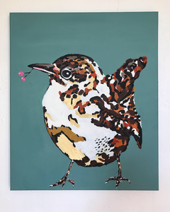 Ten tijde van corna maakte ik wat portretten van vogels.
Ik wilde de kleine 'dingen' uitvergroten. De portretten zijn een stuk groter de dieren in realiteit.