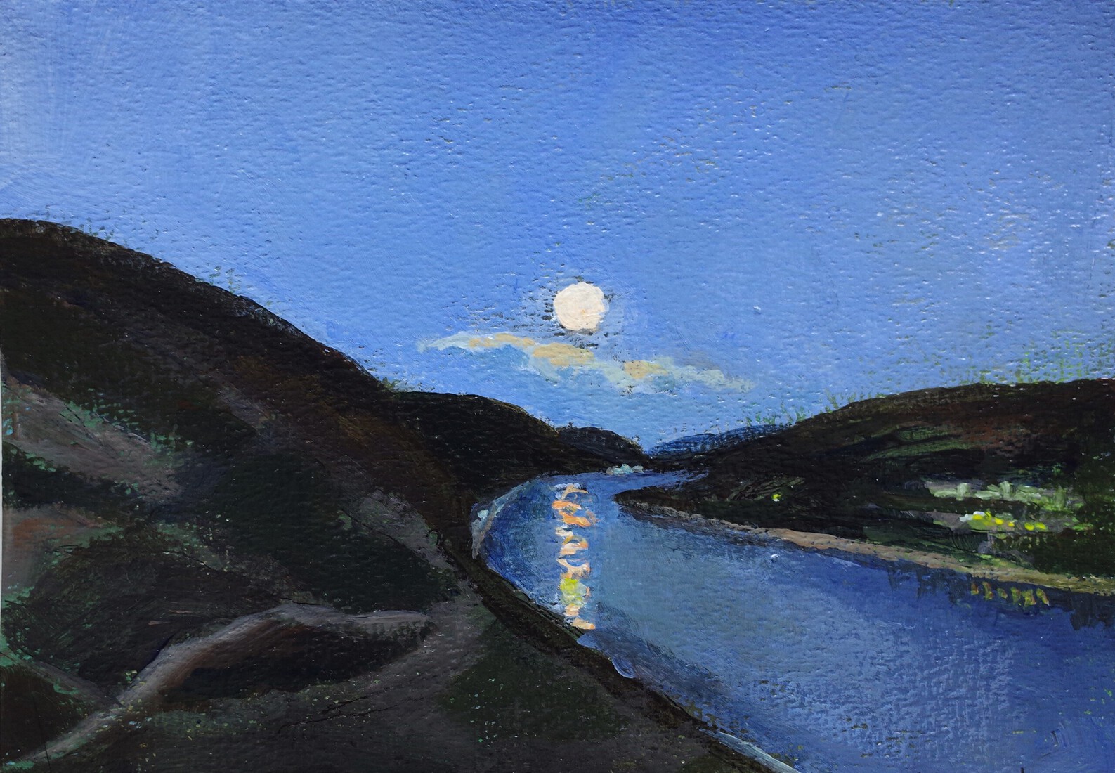 Moonlight over Rhine river