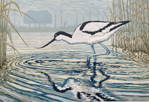 Meerkleurenlino's gemaakt met de reductietechniek, afgedrukt in kleine oplages