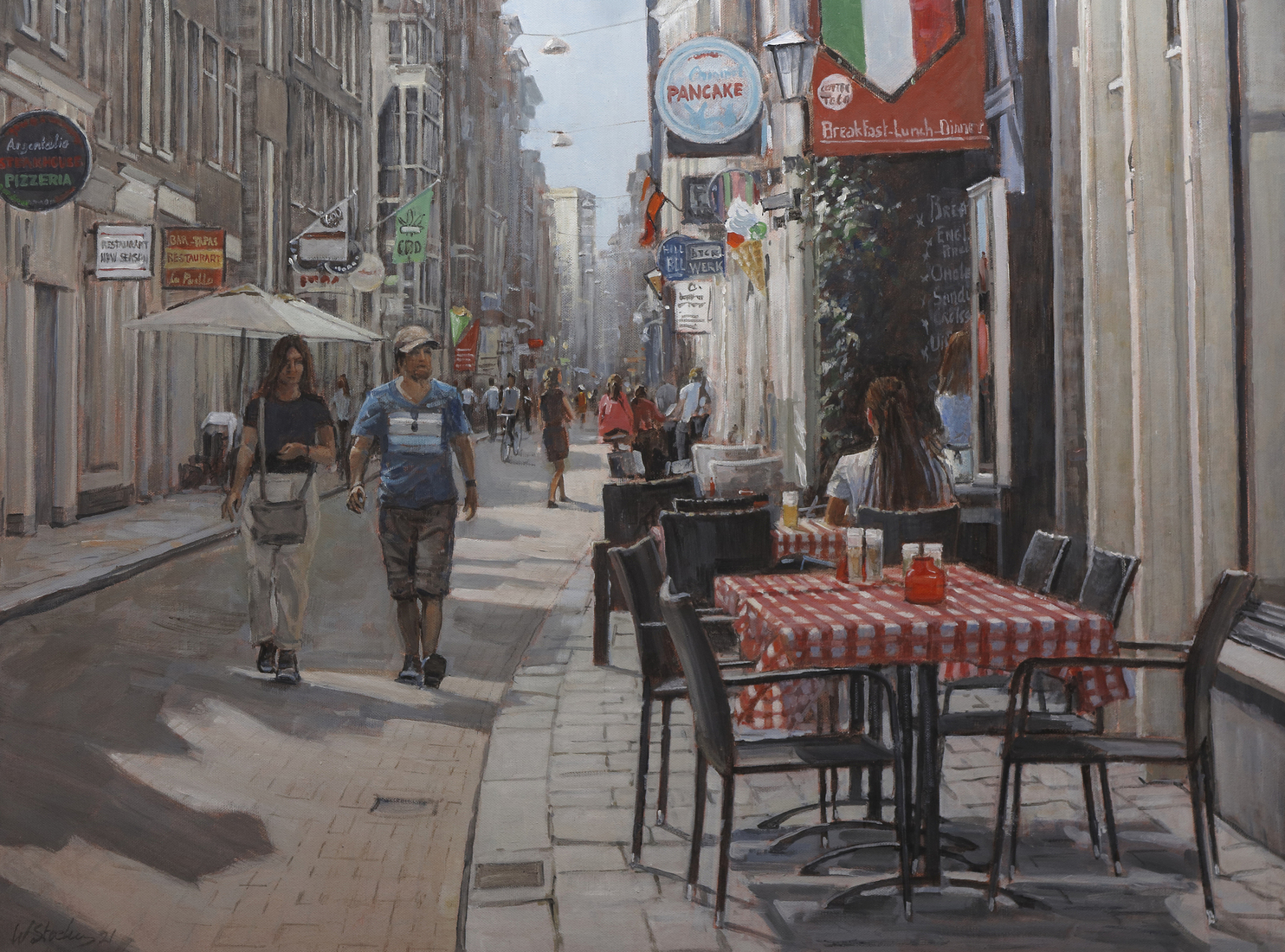 Warmoestraat met wandelaars