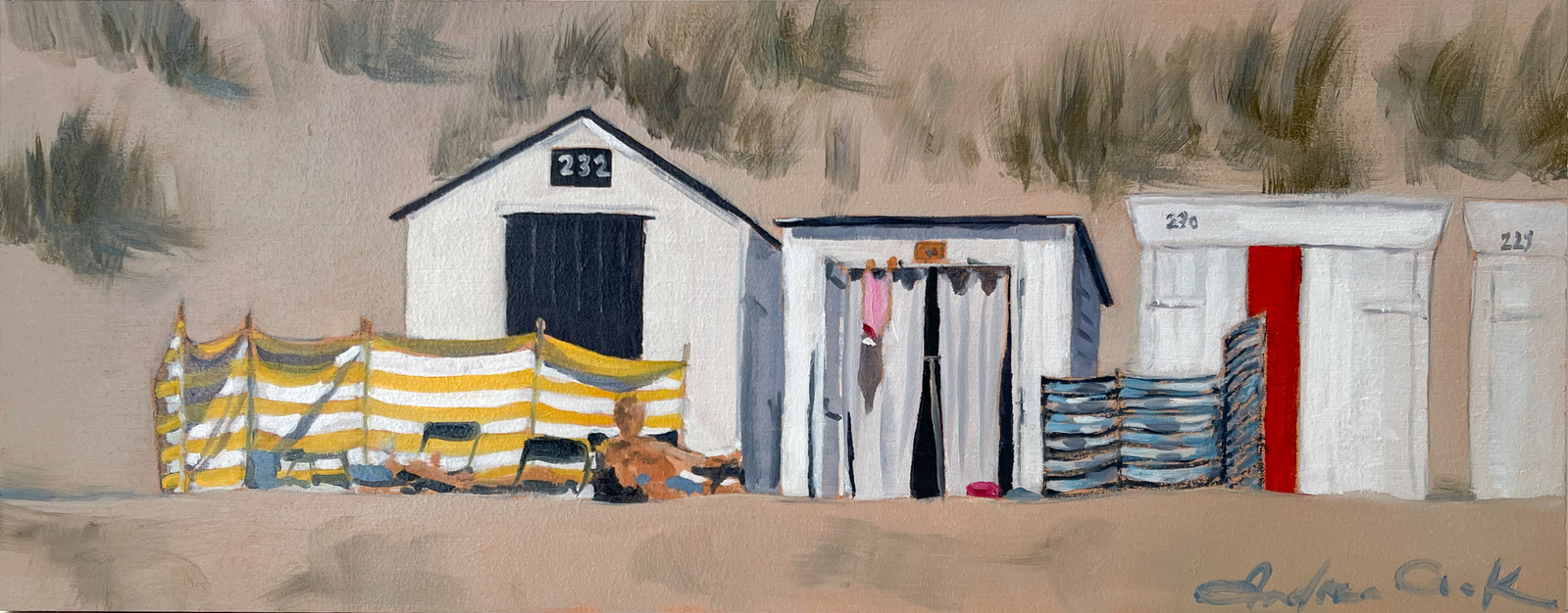Strandhuis en roze badpak